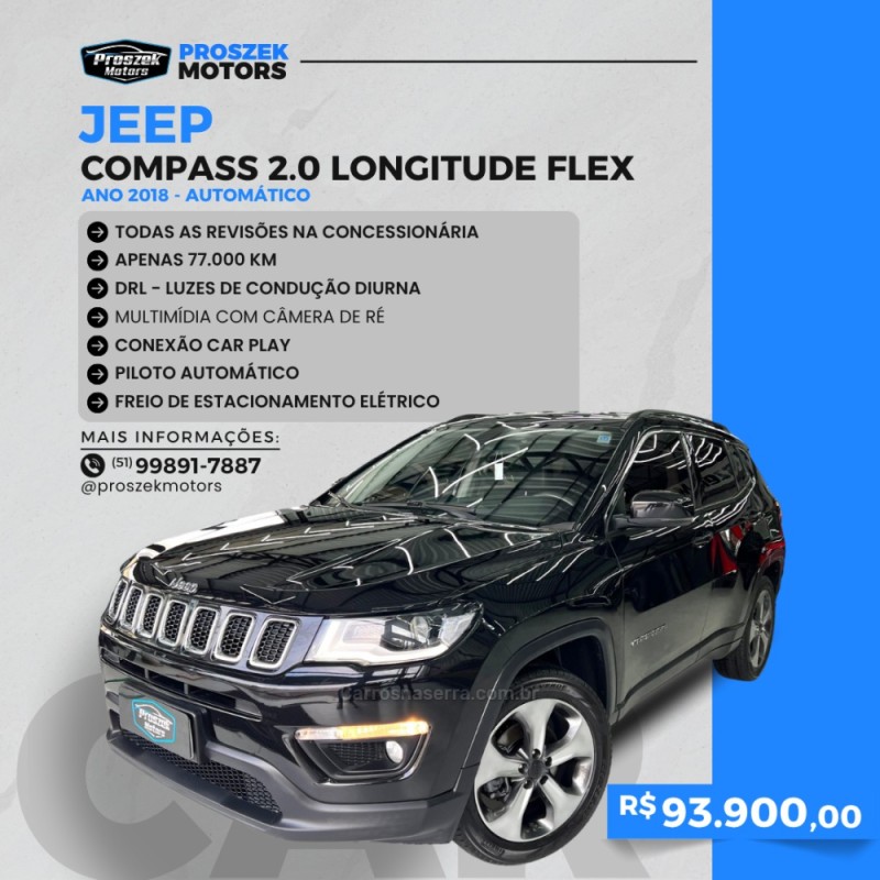 COMPASS 2.0 16V FLEX LONGITUDE AUTOMÁTICO - 2018 - CANOAS