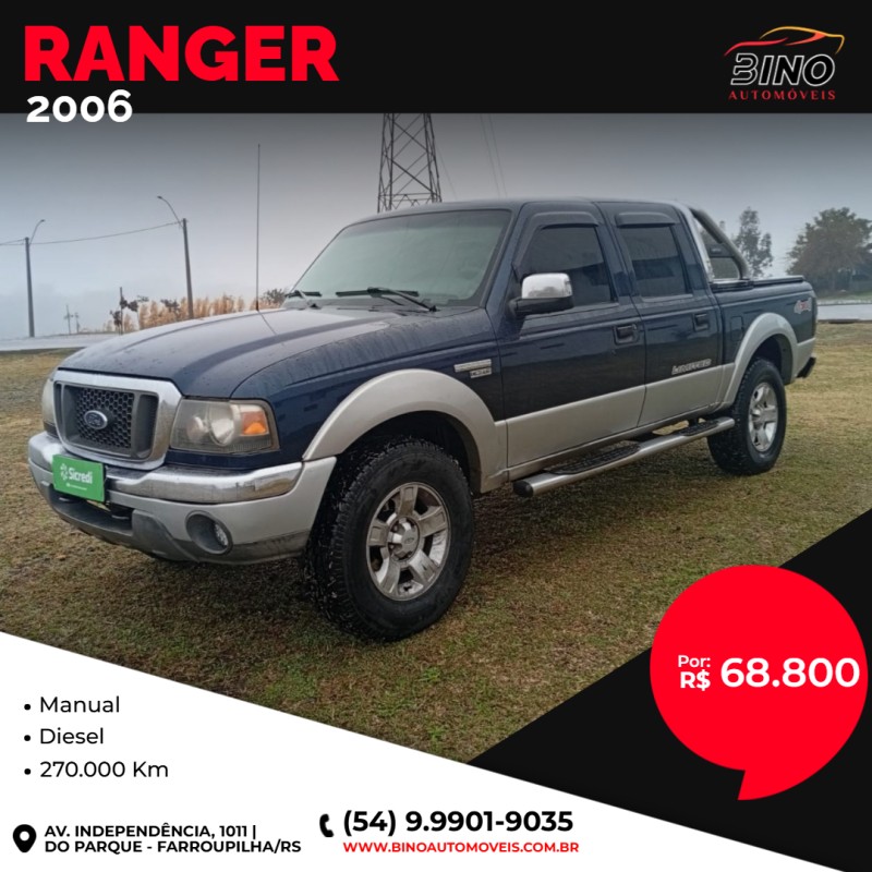 RANGER 3.0 LIMITED 4X4 CD 16V TURBO ELETRONIC DIESEL 4P MANUAL - 2006 - FARROUPILHA