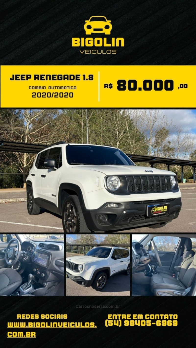 renegade 1.8 16v flex 4p automatico 2020 bento goncalves