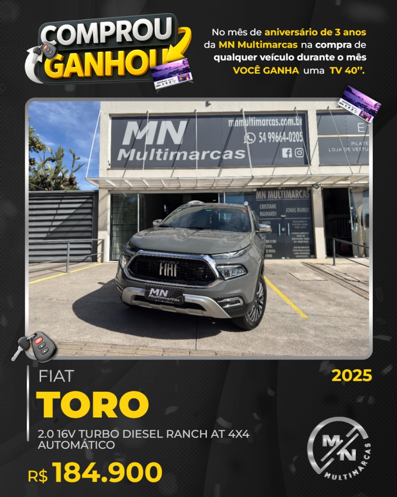 toro 2.0 16v turbo diesel ranch at 4x4 automatico 2025 bento goncalves