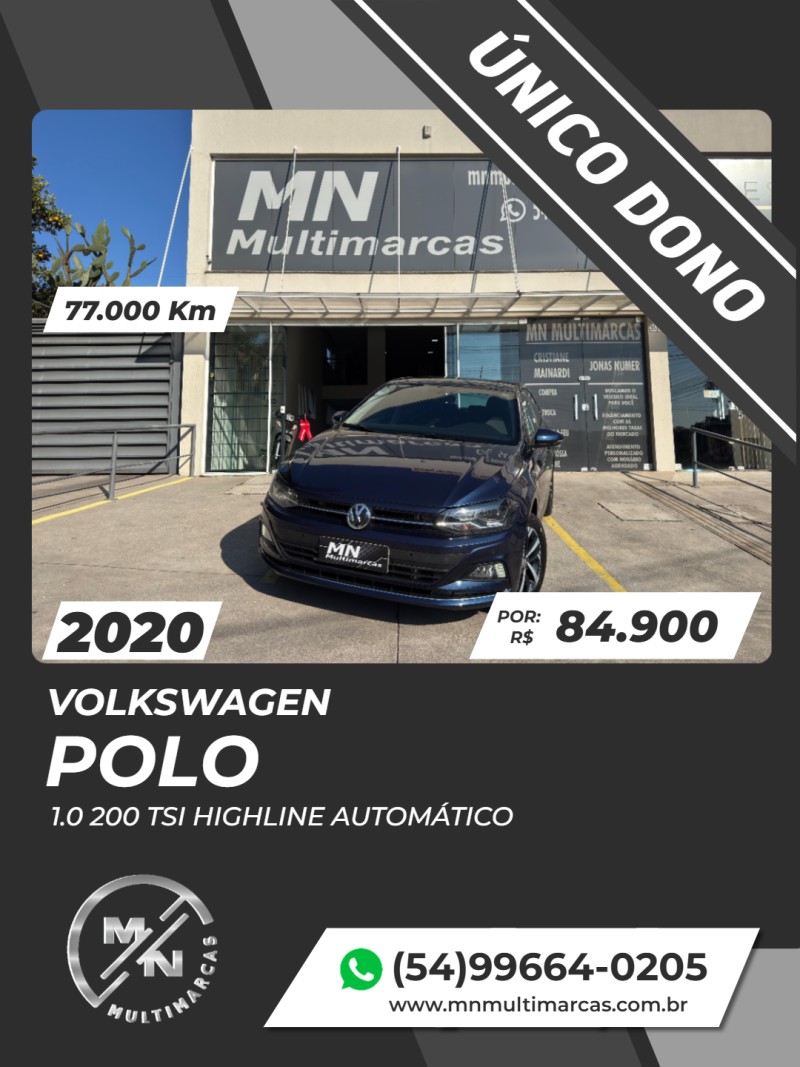 polo 1.0	200 tsi highline automatico  2020 bento goncalves