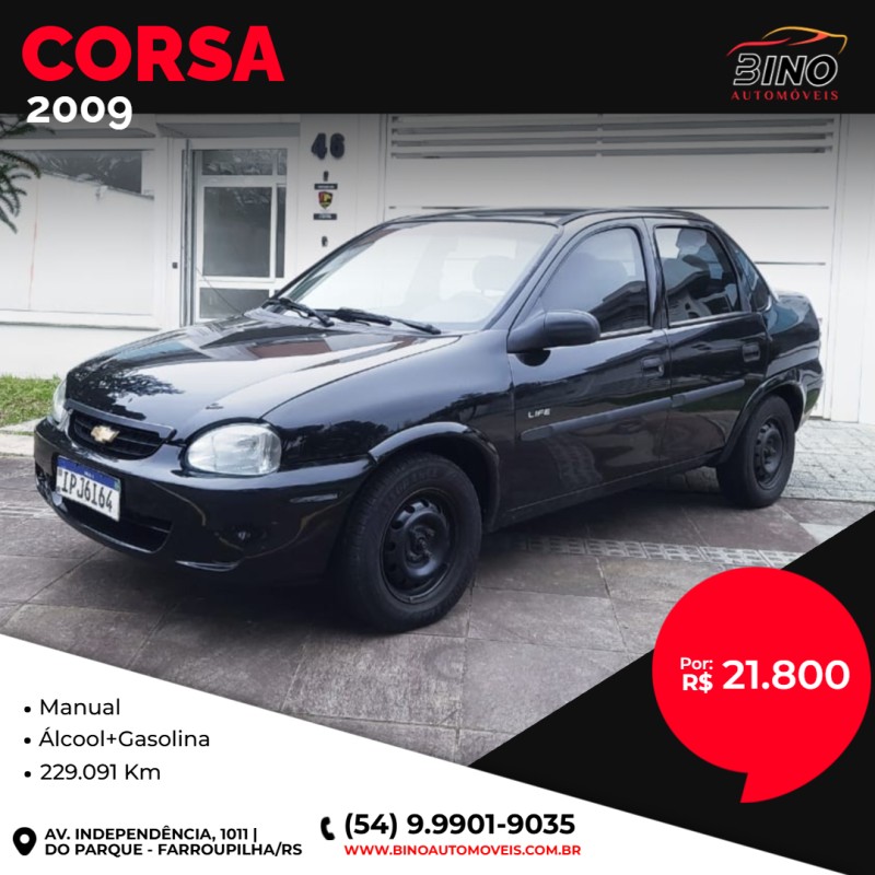 corsa 1.0 mpfi classic sedan life 8v flex 4p manual 2009 farroupilha
