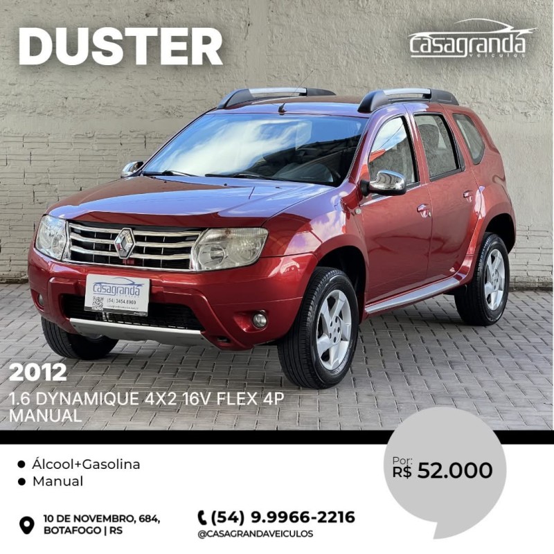 duster 1.6 dynamique 4x2 16v flex 4p manual 2012 bento goncalves