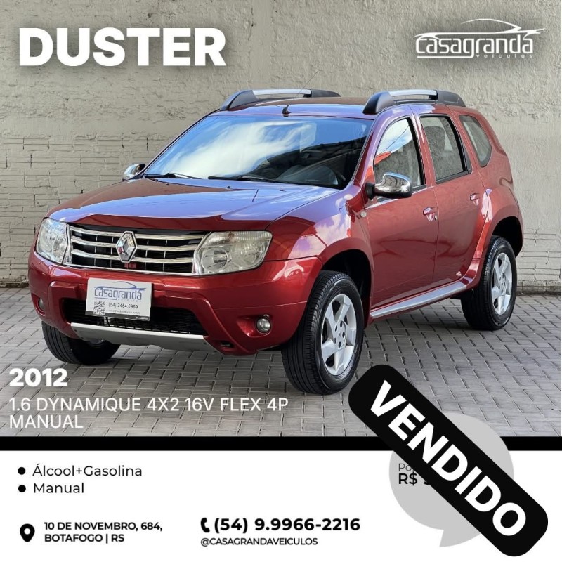 duster 1.6 dynamique 4x2 16v flex 4p manual 2012 bento goncalves