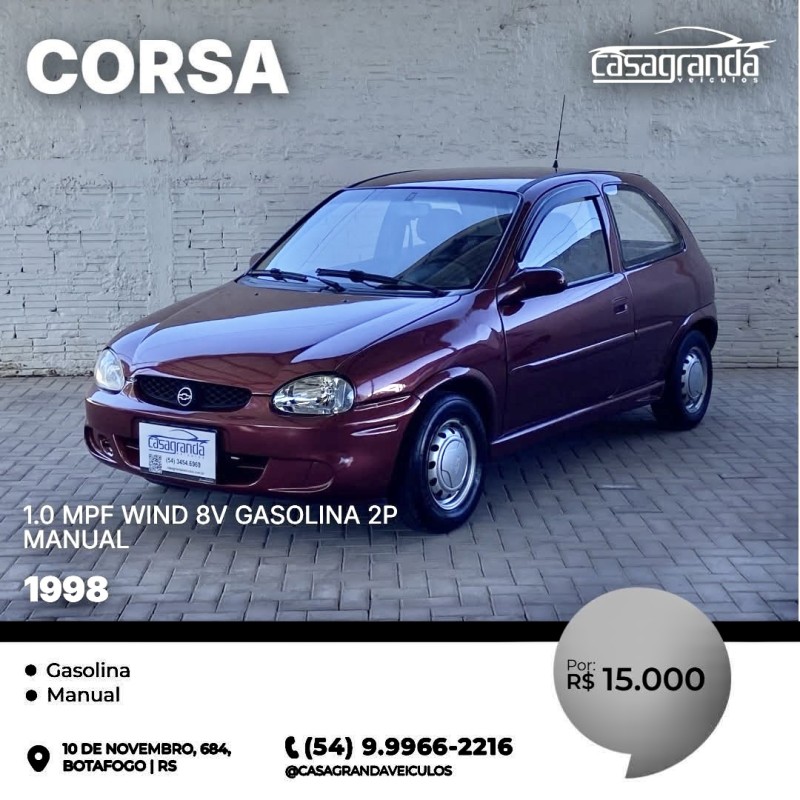 corsa 1.0 efi wind 8v gasolina 2p manual 1998 bento goncalves