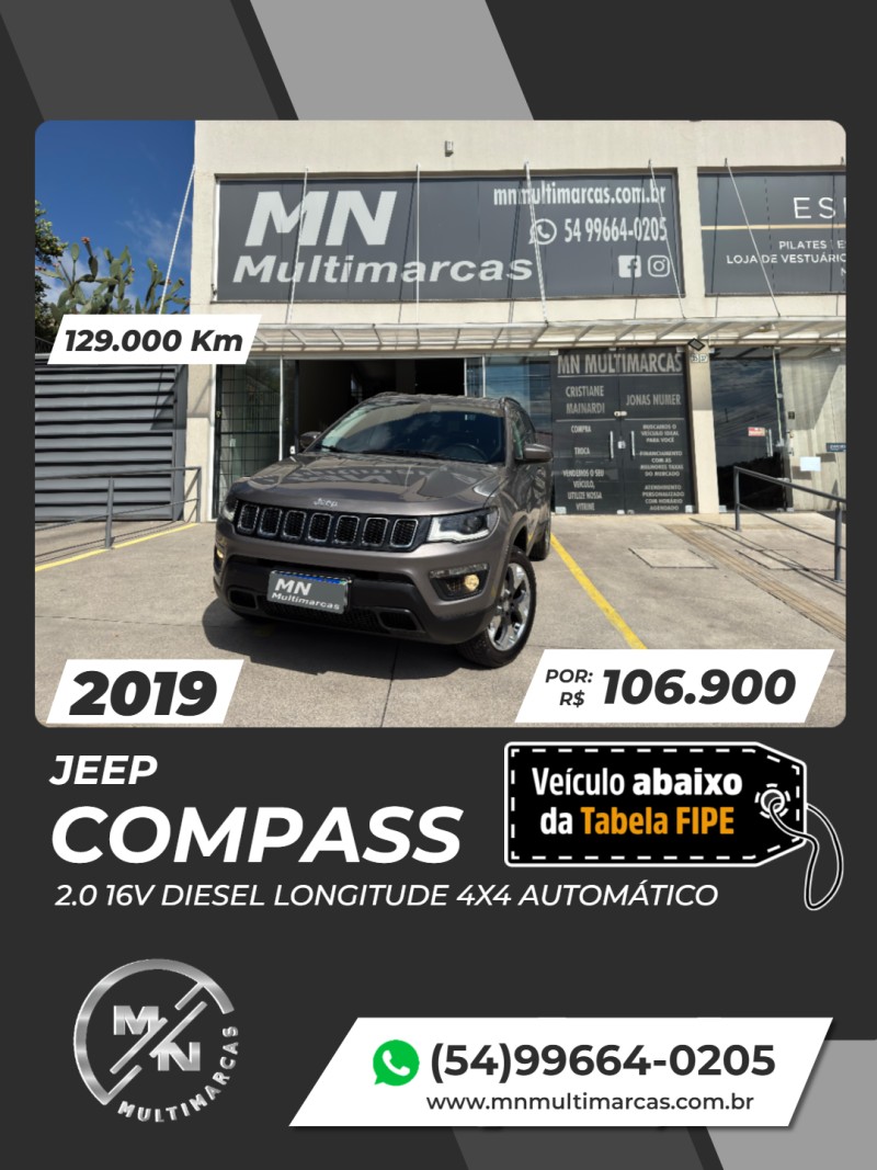 compass 2.0 16v diesel longitude 4x4 automatico 2019 bento goncalves