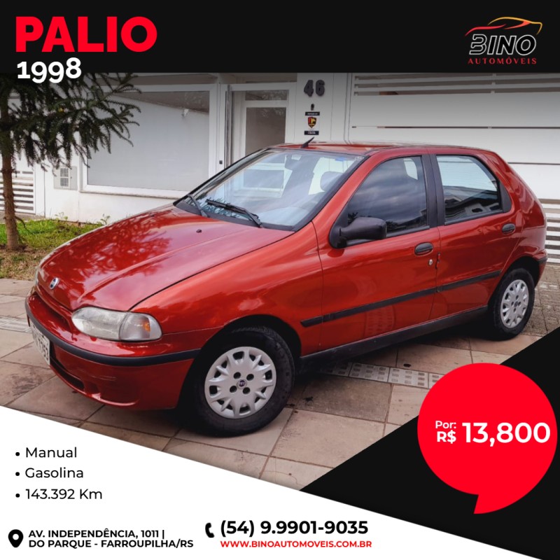PALIO 1.6 MPI EL 8V GASOLINA 4P MANUAL - 1998 - FARROUPILHA