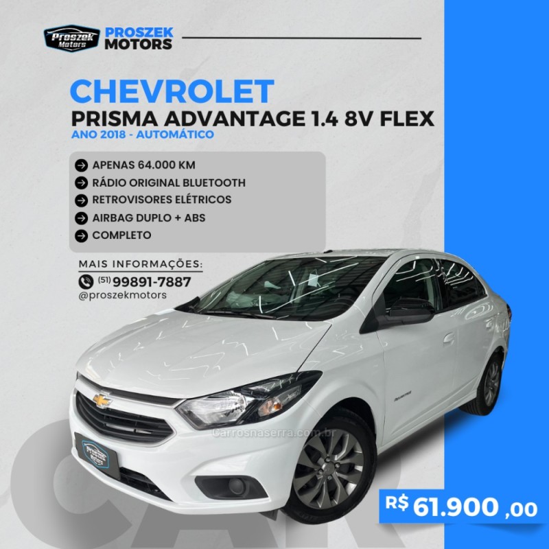 prisma 1.4 mpfi advantage 8v flex 4p automatico 2018 canoas