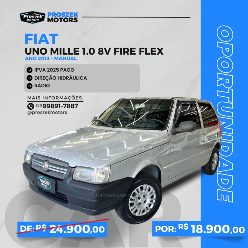 uno 1.0 mpi mille 8v gasolina 2p manual 2013 canoas