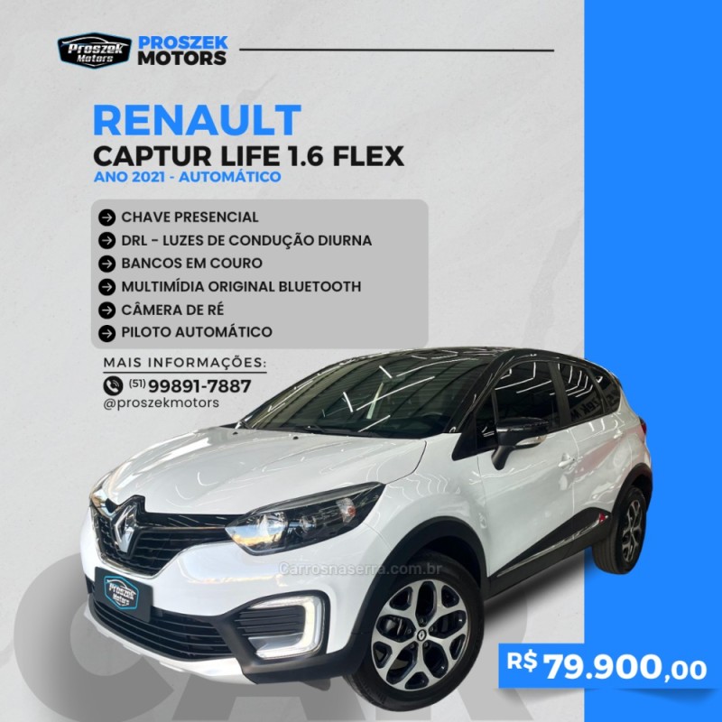 captur 1.6 life 16v flex 4p automatico 2021 canoas