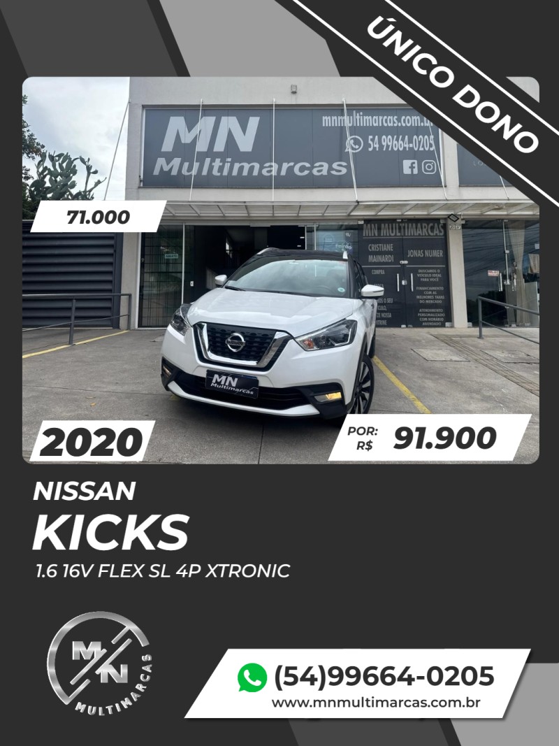 kicks 1.6 16v flex sl 4p xtronic 2020 bento goncalves