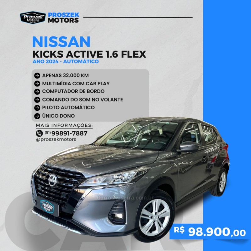 kicks 1.6 active 16v flex 4p automatico 2024 canoas