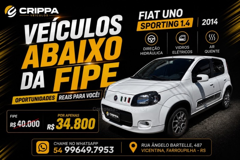 uno 1.4 evo sporting 8v flex 4p manual 2014 farroupilha