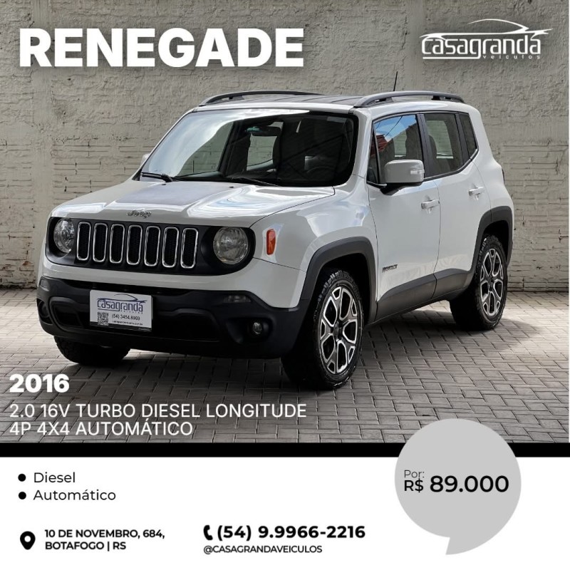 renegade 2.0 16v turbo diesel longitude 4p 4x4 automatico 2016 bento goncalves