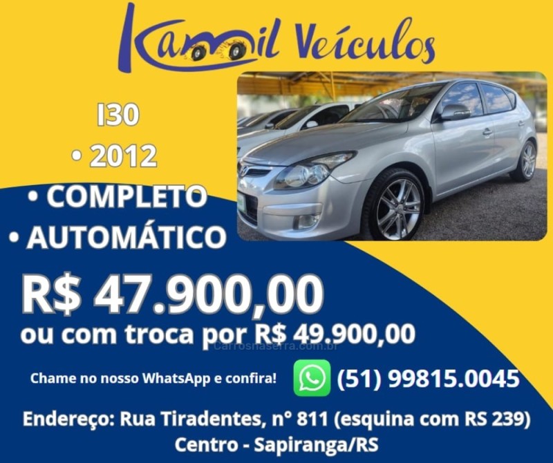 i30 2.0 mpfi gls 16v gasolina 4p automatico 2012 sapiranga