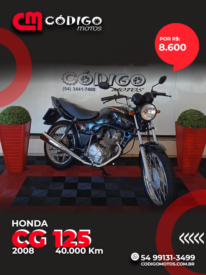 HONDA - CG 125 - 2008/2008 - Preta - R$ 8.600,00