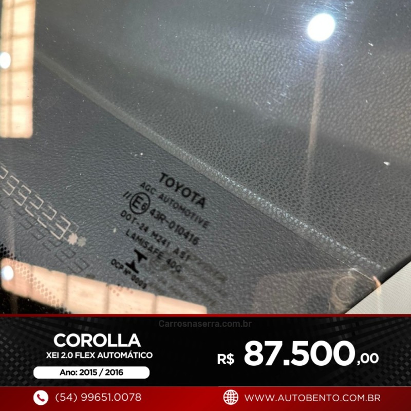 COROLLA 2.0 XEI 16V FLEX 4P AUTOMÁTICO - 2016 - BENTO GONçALVES