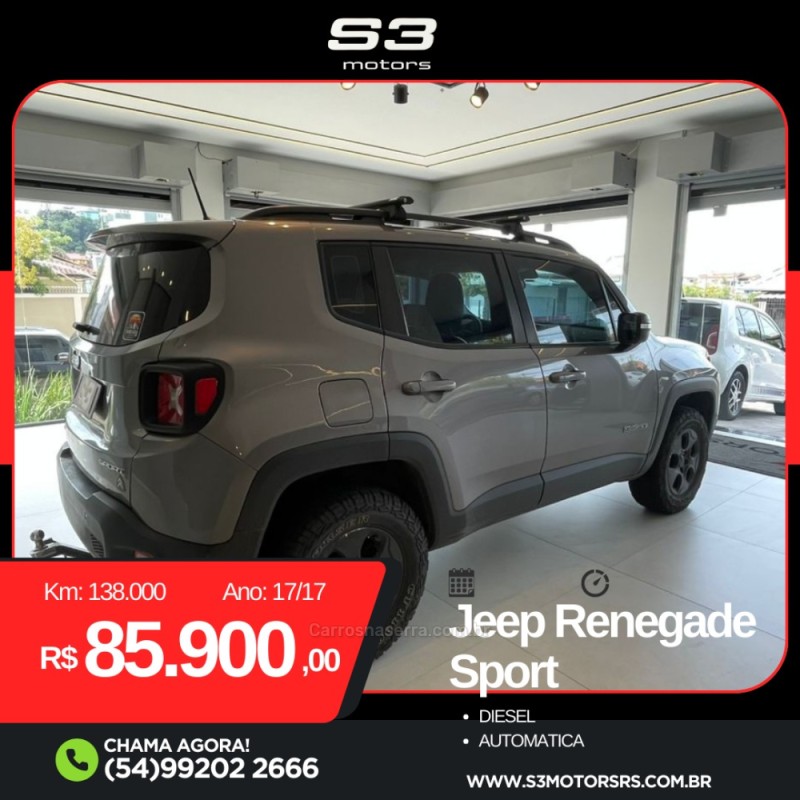 RENEGADE 2.0 16V TURBO DIESEL SPORT 4P 4X4 AUTOMÁTICO - 2017 - CAXIAS DO SUL