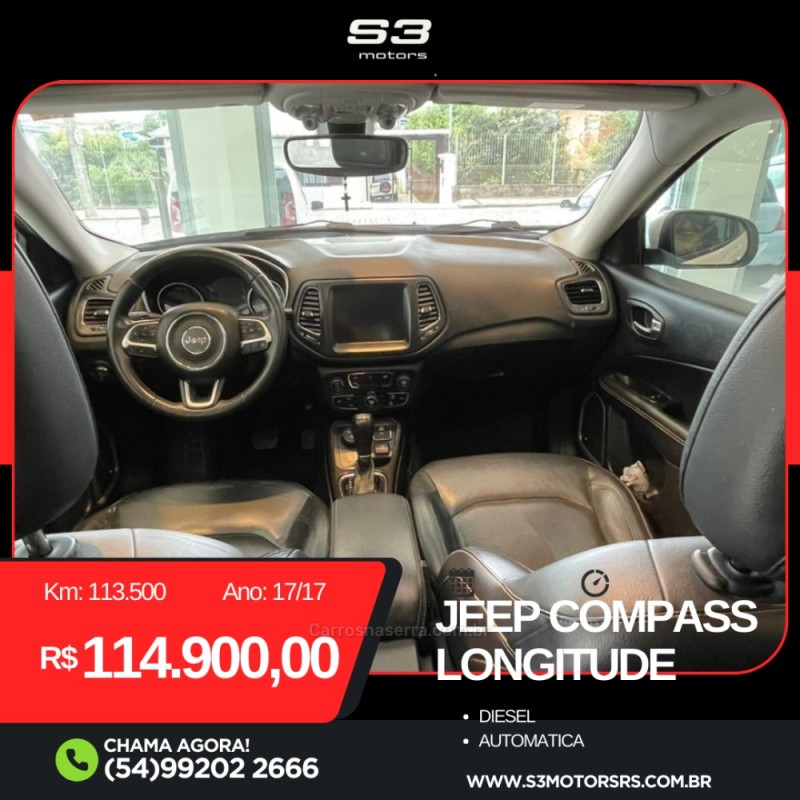 COMPASS 2.0 16V DIESEL LONGITUDE 4X4 AUTOMÁTICO - 2017 - CAXIAS DO SUL
