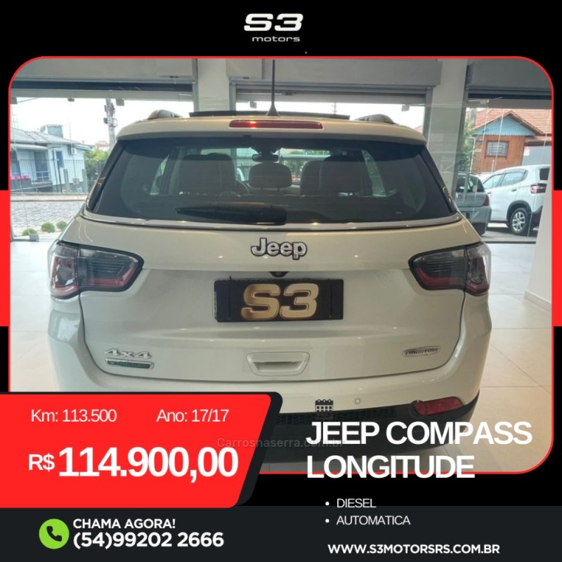 COMPASS 2.0 16V DIESEL LONGITUDE 4X4 AUTOMÁTICO - 2017 - CAXIAS DO SUL