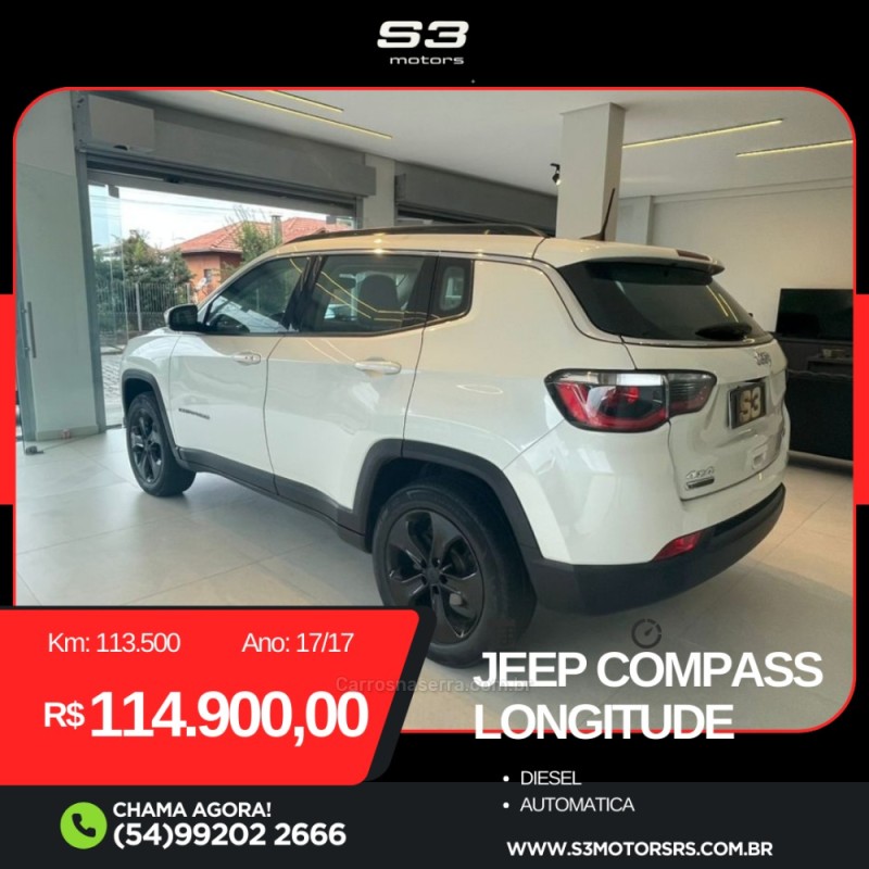 COMPASS 2.0 16V DIESEL LONGITUDE 4X4 AUTOMÁTICO - 2017 - CAXIAS DO SUL