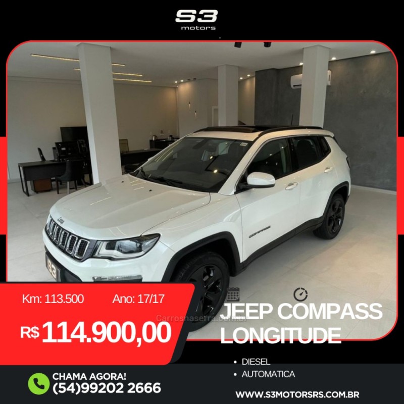 COMPASS 2.0 16V DIESEL LONGITUDE 4X4 AUTOMÁTICO - 2017 - CAXIAS DO SUL
