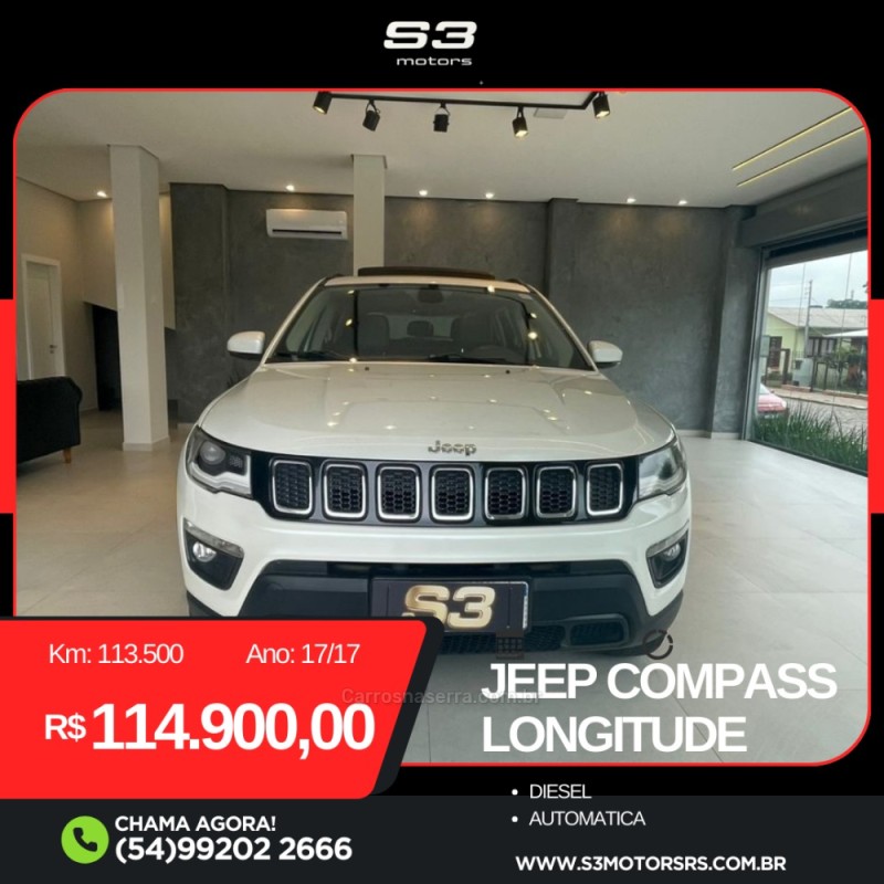 COMPASS 2.0 16V DIESEL LONGITUDE 4X4 AUTOMÁTICO - 2017 - CAXIAS DO SUL