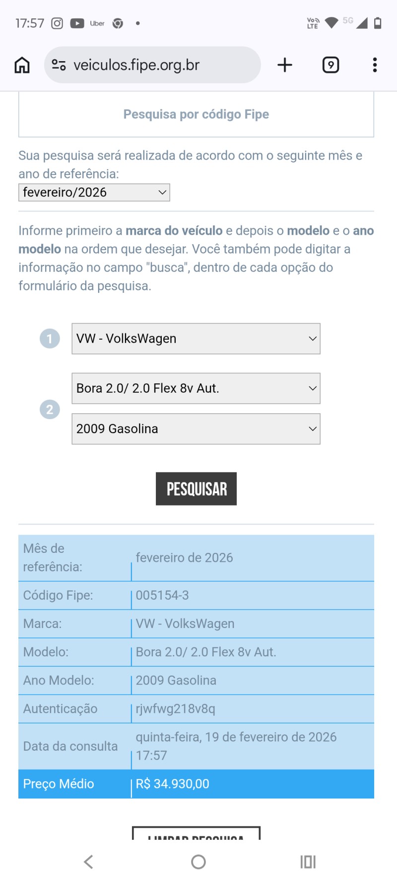 BORA 2.0 MI 8V GASOLINA 4P AUTOMÁTICO - 2009 - CAXIAS DO SUL