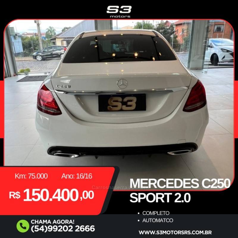 C 250 2.0 CGI SPORT TURBO 16V GASOLINA 4P AUTOMÁTICO - 2016 - CAXIAS DO SUL