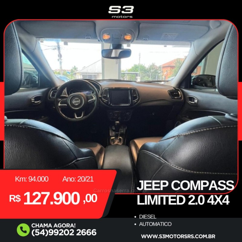 COMPASS 2.0 16V DIESEL LIMITED 4X4 AUTOMÁTICO - 2021 - CAXIAS DO SUL
