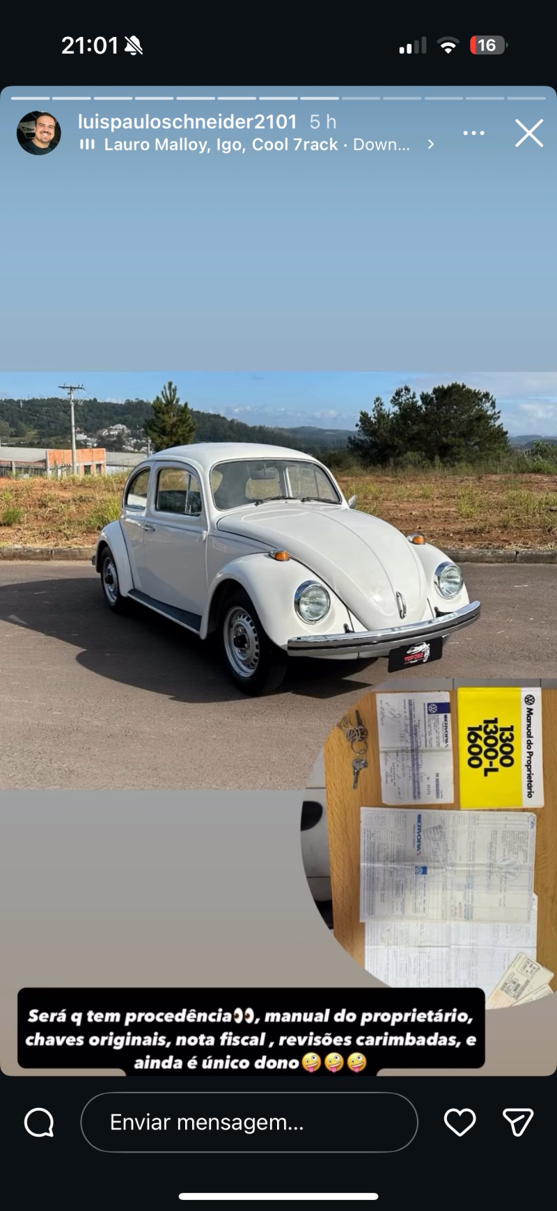FUSCA 1.3 L 8V GASOLINA 2P MANUAL - 1977 - FELIZ