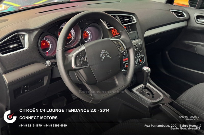 C4 LOUNGE 2.0 MPFI TENDANCE 16V FLEX 4P AUTOMÁTICO - 2014 - BENTO GONçALVES