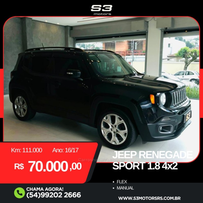 renegade 1.8 16v flex sport 4p manual 2017 caxias do sul