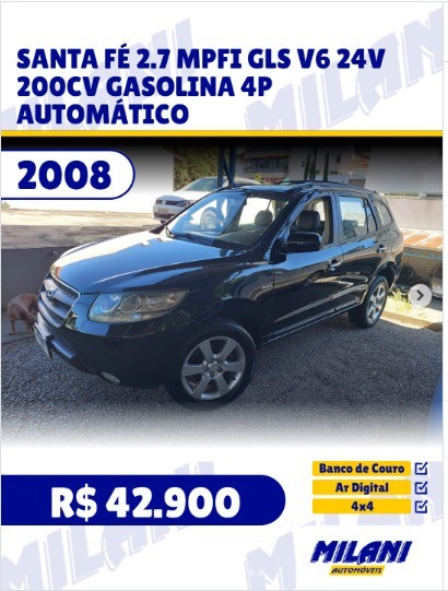santa fe 2.7 mpfi gls v6 24v 200cv gasolina 4p automatico 2008 bento goncalves