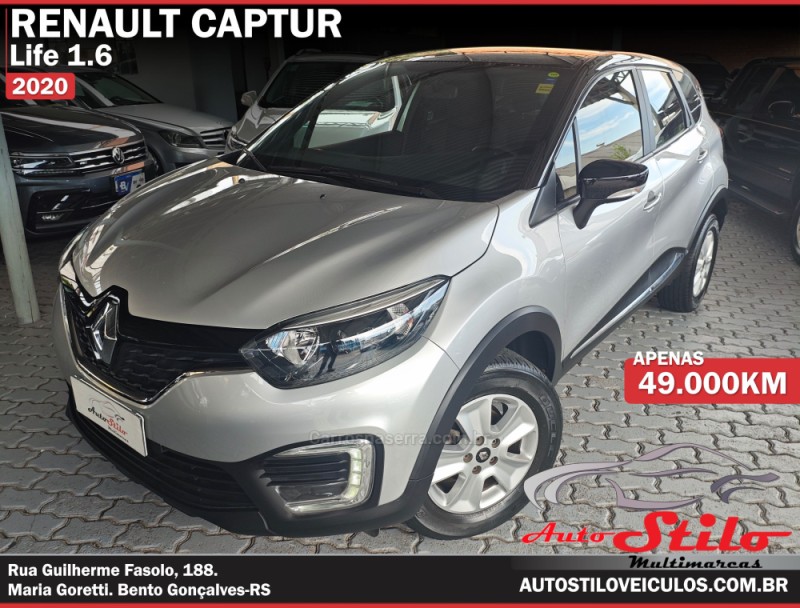 captur 1.6 life 16v flex 4p automatico 2020 bento goncalves
