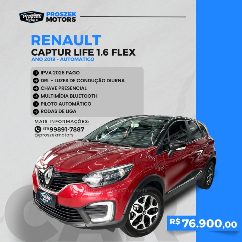 captur 1.6 life 16v flex 4p automatico 2019 canoas