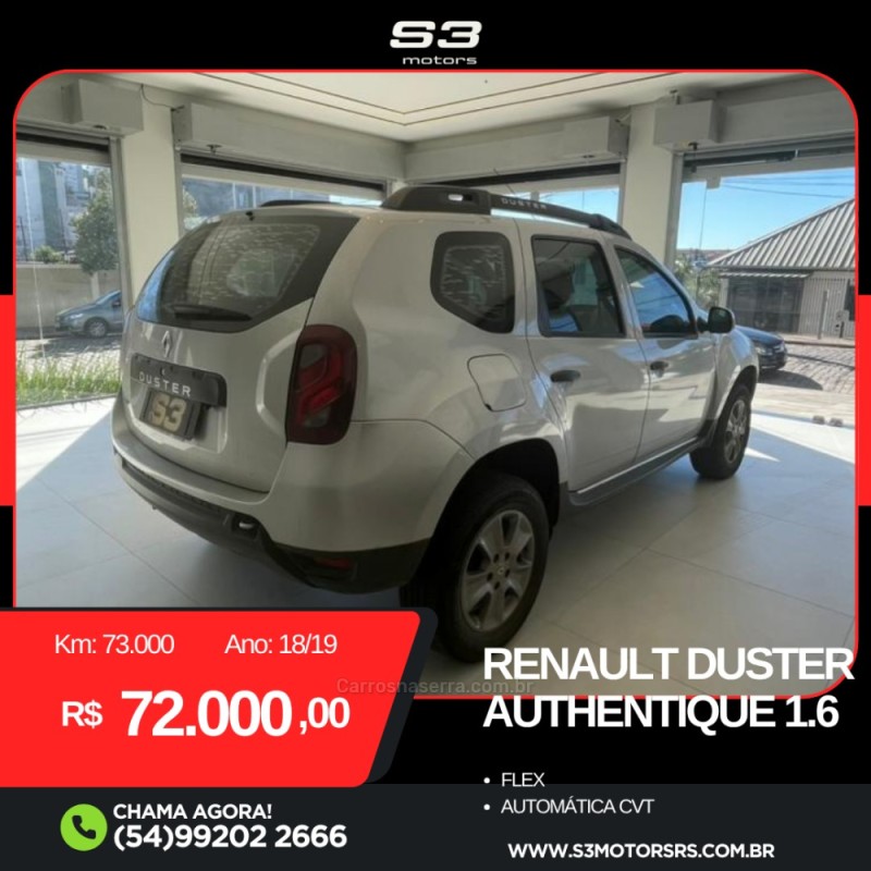 DUSTER 1.6 AUTHENT 16V FLEX 4P AUTOMÁTICO - 2019 - CAXIAS DO SUL