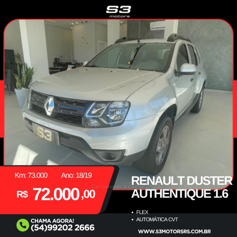 DUSTER 1.6 AUTHENT 16V FLEX 4P AUTOMÁTICO - 2019 - CAXIAS DO SUL