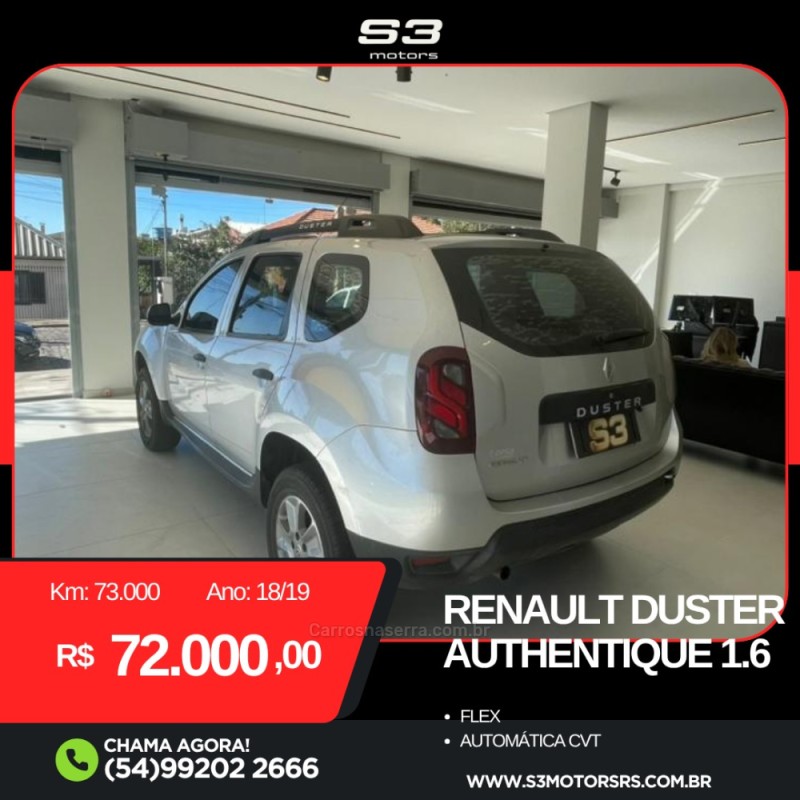 DUSTER 1.6 AUTHENT 16V FLEX 4P AUTOMÁTICO - 2019 - CAXIAS DO SUL