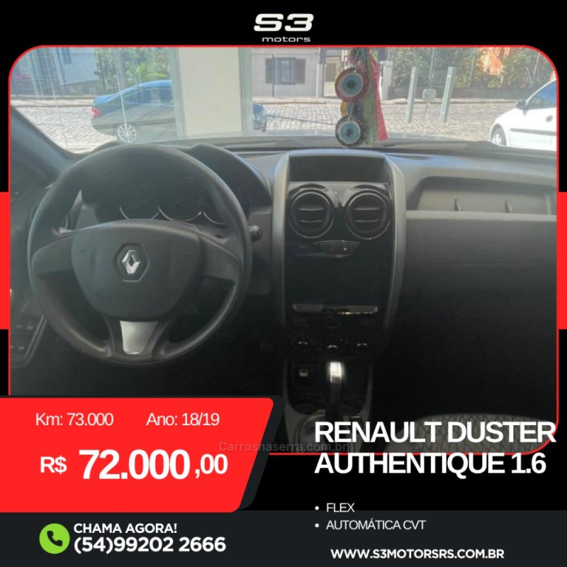 DUSTER 1.6 AUTHENT 16V FLEX 4P AUTOMÁTICO - 2019 - CAXIAS DO SUL