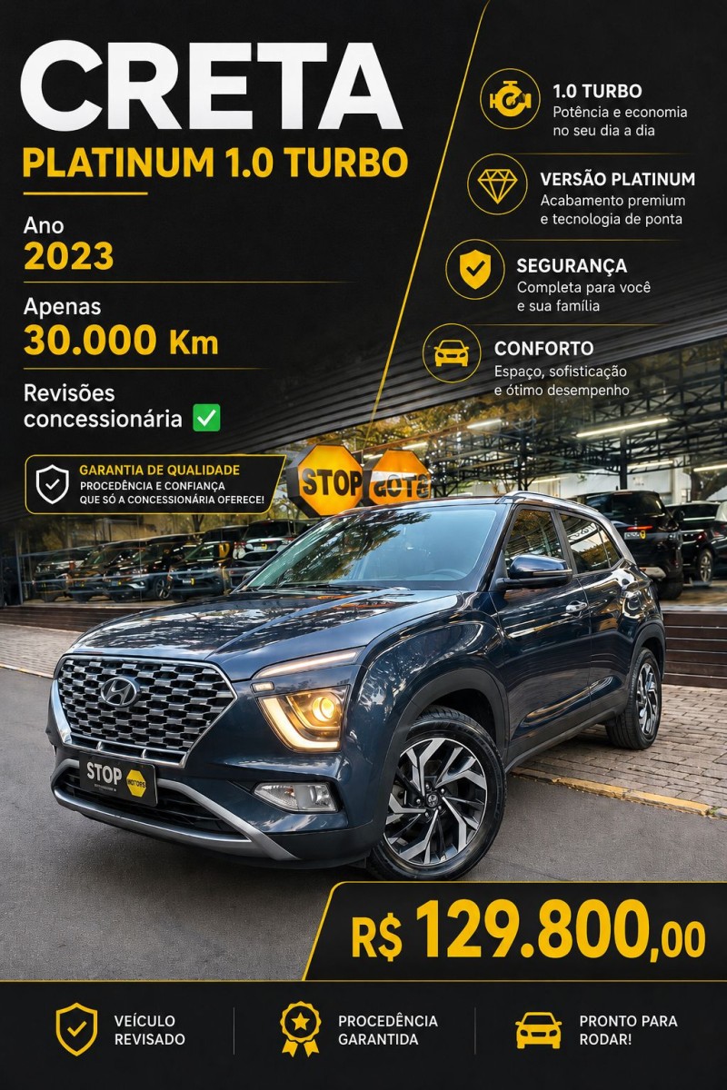 creta 1.0 platinum turbo 12v flex 4p automatico 2023 dois irmaos