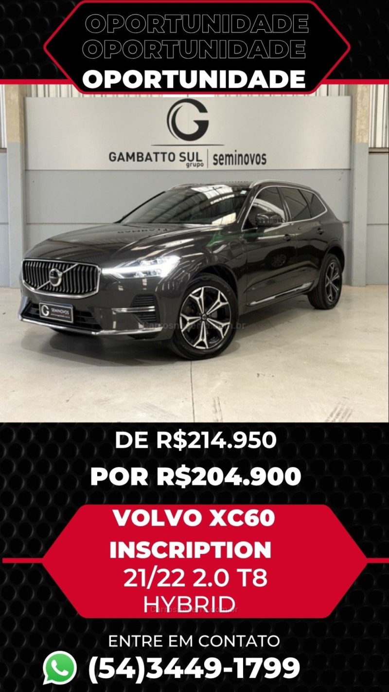 XC60 2.0 T8 INSCRIPTION 4P HYBRID AUTOMÁTICO - 2022 - BENTO GONçALVES