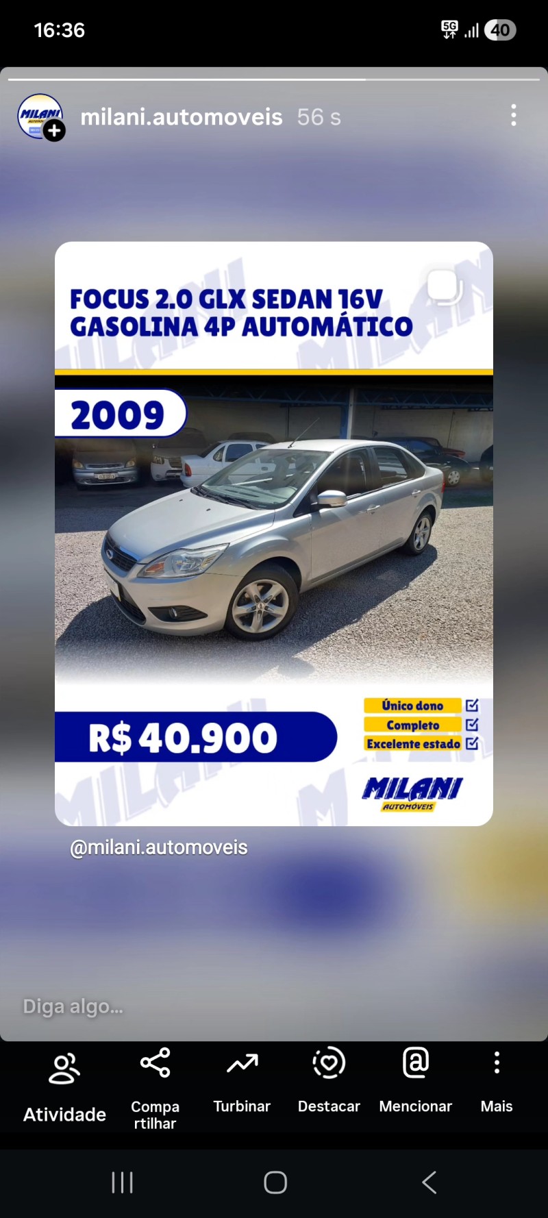 focus 2.0 glx sedan 16v gasolina 4p automatico 2009 bento goncalves