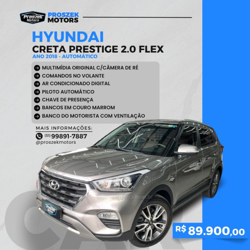 creta 2.0 16v flex prestige automatico 2018 canoas