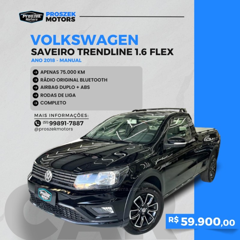 saveiro 1.6 mi trendline cs 8v flex 2p manual 2018 canoas