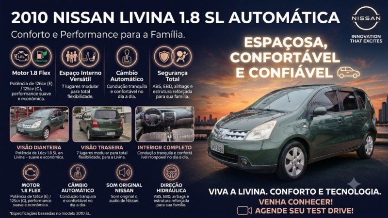 livina 1.8 sl 16v flex 4p automatico 2010 farroupilha