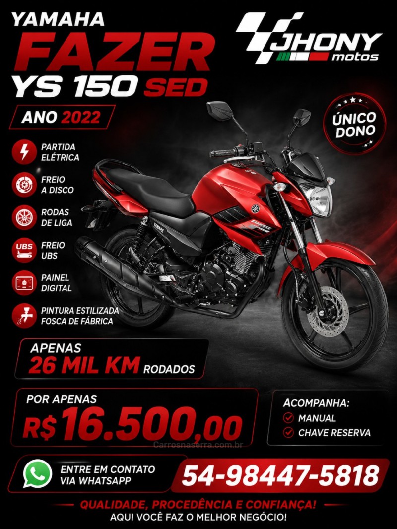 fazer ys 150 sed 2022 caxias do sul