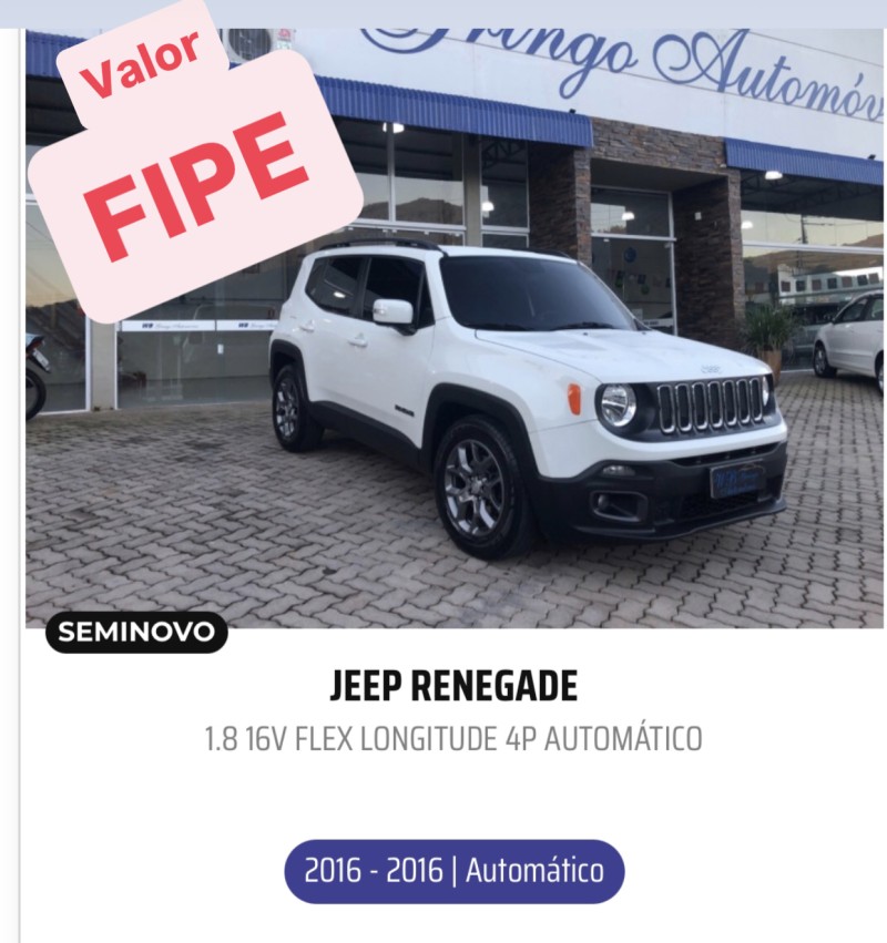 renegade 1.8 16v flex longitude 4p automatico 2016 vale real