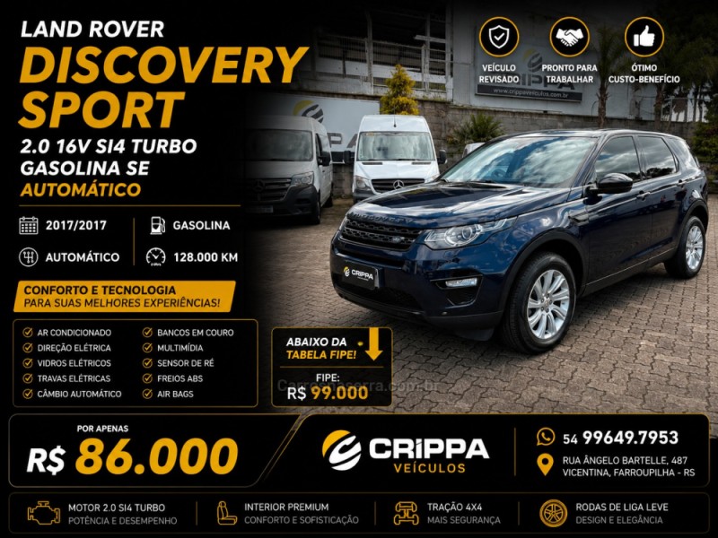 discovery sport 2.0 16v si4 turbo gasolina se 4p automatico 2017 farroupilha