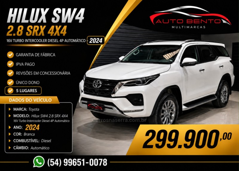 hilux sw4 2.8 srx 4x4 16v turbo intercooler diesel 4p automatico 2024 bento goncalves